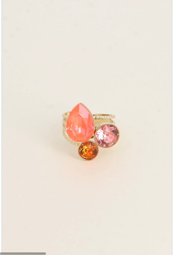Bague Trilogie goutte - ornée de cristaux de Swarovski Éluna