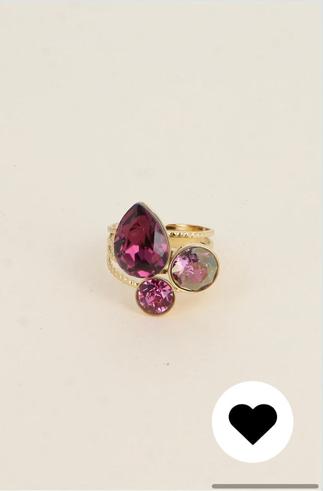 Bague Trilogie goutte - ornée de cristaux de Swarovski Éluna