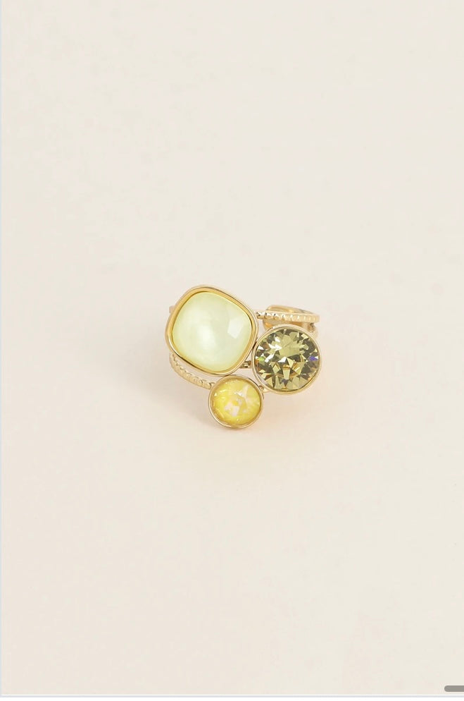 Bague trilogie dorée ornée de cristaux de Swarovski Éluna