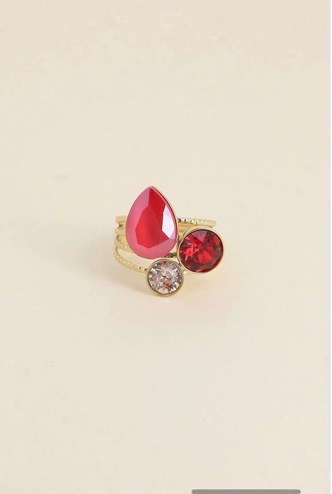 Bague Trilogie goutte - ornée de cristaux de Swarovski Éluna